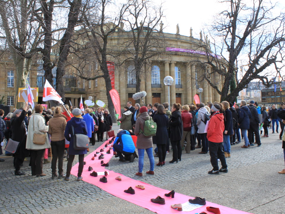 Smartmob des Landesfrauenrates am 8. März 2018 vor dem Landtag in Stuttgart