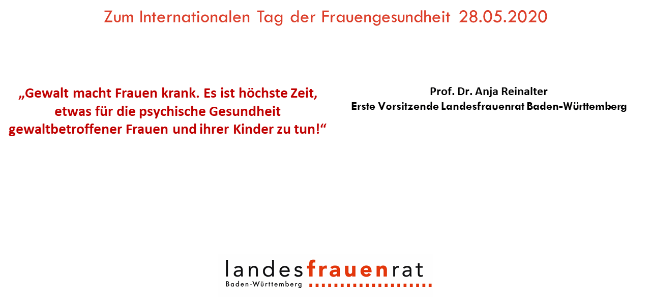 Zum Internationalen Tag der Frauengesundheit - Prof. Dr. Anja Reinalter, Erste Vorsitzende Landesfrauenrat Baden-Württemberg