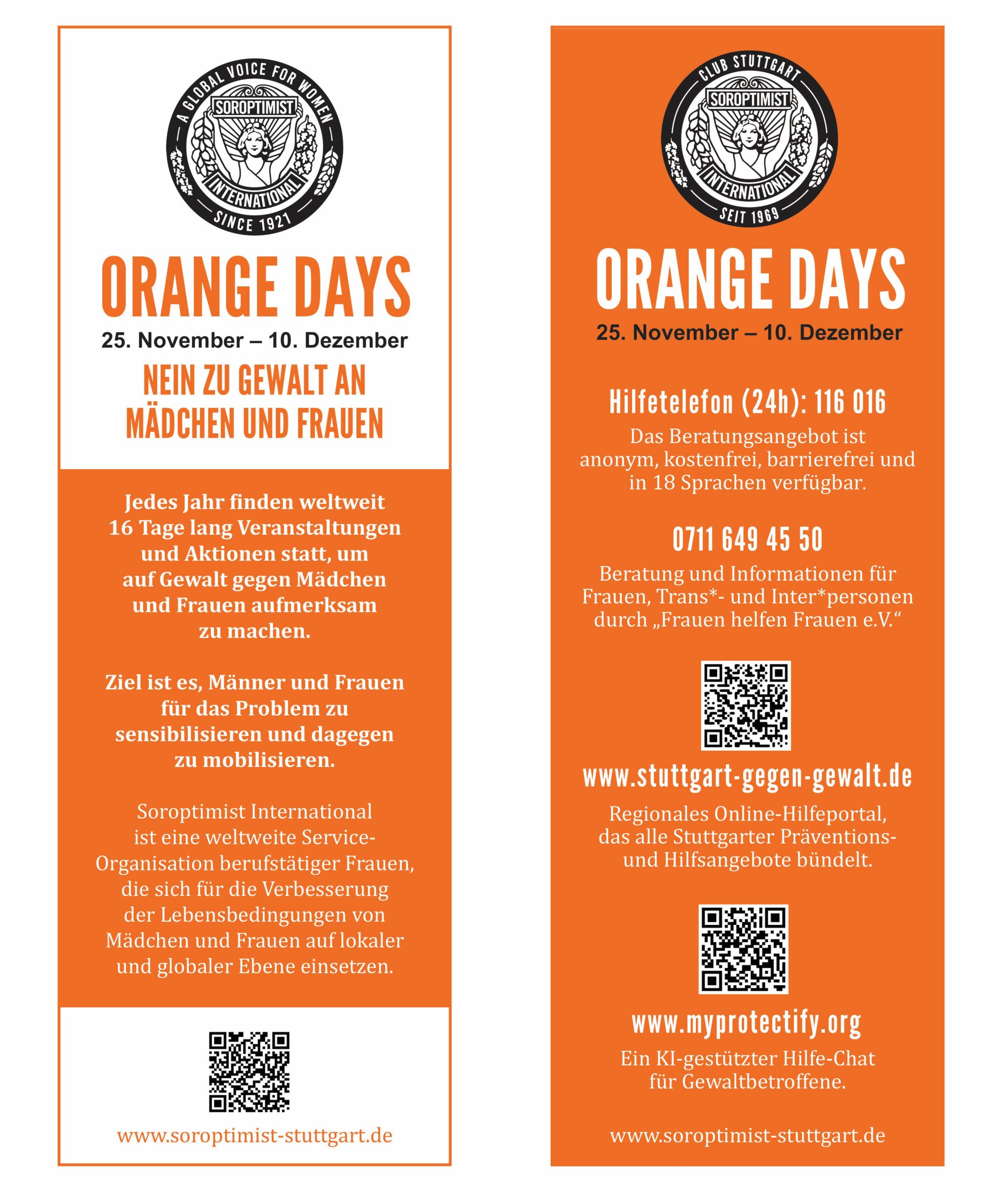 Kampagne zur Bekämpfung von Gewalt gegen Frauen – Orange Days 25.11.2025 – 10. 12.2025